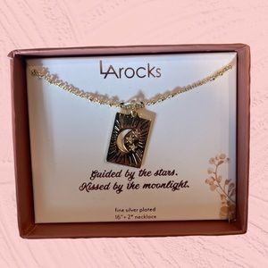 𝅺la ROCKS silver plated moon and stars necklace 16”